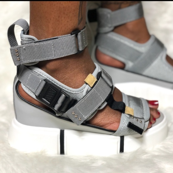 Women's Grey Extra Chunky Sandals - Picture 4 of 7